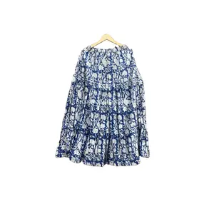 Горячая Распродажа 2022, индийская туника, женская дизайнерская юбка макси в стиле бохо с принтом синего павлина, юбка с двумя шинами, длинная хлопковая юбка в богемном стиле