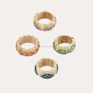 Bamboo Rattan <b>Napkin</b> Rings Holder Unique Design for Home Kitchen Dining Room and Dinner <b>Parties</b> - Product Image 1