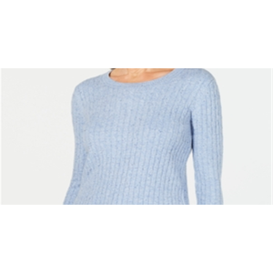 Maglione da donna Karen Scott vintage in maglia a trecce blu con scollo rotondo, soffice, traspirante, caldo, a righe traforate per l'autunno, disponibile anche taglia Petite - Product Image 2