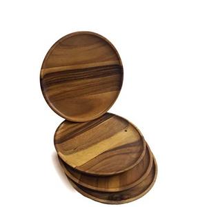 Plaque en bois d'acacia plaque en bois poli brillant écologique et fait à la main et forme ronde prix de gros - Product Image 3