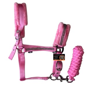 Collier de tête en polaire douce, écologique et durable, avec corde en coton de 2 mètres, réglable, pour l'équitation anglaise - Product Image 1