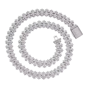 Chaîne à maillons en forme de croix glacée de 10 mm en argent 925 plaqué or 14 carats, plaqué rhodium, style hip-hop, pour les occasions religieuses chrétiennes - Product Image 1