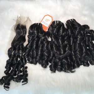 Cheveux Remy de Haute Qualité Couleur Naturelle Bouclés à la Main Non Traités Extensions de Cheveux Humains Double Trame Machine Fabricant Fournisseur Vente en Gros - Product Image 3