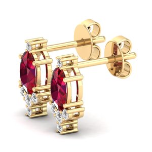 REYES Precio al por Mayor, Pendientes de Oro Sólido de 14K con Corte Ovalado, Gema de Rubí Rojo de 1 Quilate, Moissanita, Cierre de Rosca, para Mujer, Joyería de Lujo - Product Image 3