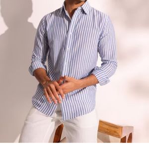 Chemise rayée pour homme en coton 100% blanc, très vendue - Product Image 4