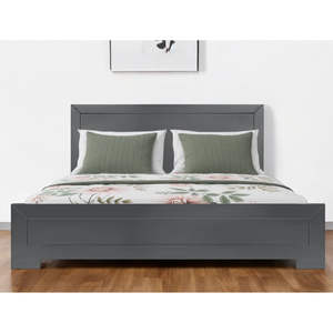 Base de Cama King Size de Diseño Francés Contemporáneo, Madera de Roble Maciza, Paneles Grises con Incrustaciones, Estilo Moderno Tradicional, Cama de Pared para Muebles de Hogar - Product Image 1