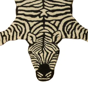 Tapete de lã de zebra, tapete de lã com costas de algodão direta na personalização do preço de fábrica disponível