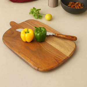 Ensemble de planche à découper en bois écologique Rectangle/carré de forme ovale pour la coupe de légumes alimentaires en bambou noyer - Product Image 1