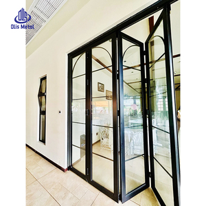 Portes accordéon commerciales en verre trempé double, en aluminium, à charnières, pour maisons, entrées extérieures, garages - Product Image 1