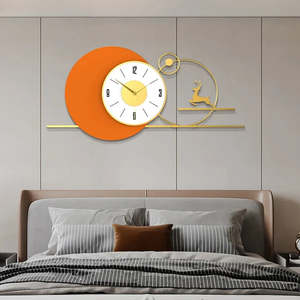 Reloj de pared de Metal Great Hornbill, reloj de pared cuadrado decorativo escénico con logotipo personalizado de diseño Art Deco Vintage de cuarzo de una sola cara - Product Image 1