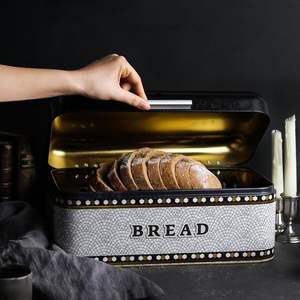 9L Rectangular Bread <b>Box</b> <b>with</b> Hinged <b>Lid</b> 209 x 365 x 120 mm Geometric Mosaic Pattern Food <b>Storage</b> & Container - Product Image 3