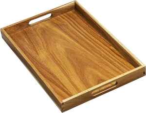 Plateau de service circulaire moderne en bois d'acacia Manche en bois fait main unique Usine plaquée écologique Livraison en gros - Product Image 1