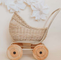 Poussettes en rotin en osier naturel pour tout-petits jouets antiques pour bébés poussettes pour enfants jouets durables pour tout-petits