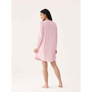 Chemise de nuit longue en bambou pour femme, style décontracté, avec poignets souples, idéale pour le printemps, ensembles de pyjama - Product Image 5