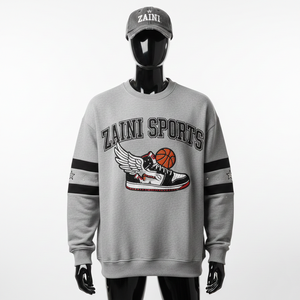 Premium Pullover <b>Sweatshirt</b> Soft Fleece <b>Grey</b> With Sports Embroidery and Custom Logo High Quality Fabric Basics <b>Sweatshirts</b> - Product Image 1