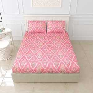 100% sábanas hechas a medida en varios tamaños en estampado floral blanco y en tela base de color rosa oscuro para el hogar y hoteles - Product Image 4