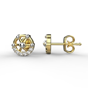 เครื่องประดับอวาร์ตา18K ต่างหูกระดุมทองมีเพชรที่ผ่านการรับรองสำหรับเด็กเด็กผู้หญิงและผู้หญิง - Product Image 3