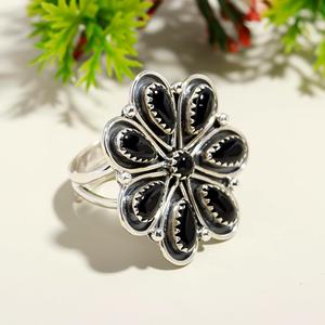 Anillo de Plata de Ley 925 al por mayor con pera de piedra de ónix negro y anillo fino con ajuste de bisel de corte redondo para boda o fiesta - Product Image 3