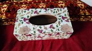 กล่องไม้ทิชชู่พร้อมสติกเกอร์ติดเคลือบการตกแต่งที่หรูหรารูปทรงสี่เหลี่ยมผืนผ้าของแท้ - Product Image 2