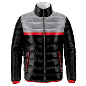 Manteau d'hiver personnalisé pour homme, de haute qualité, à capuche, col montant, uni, réversible, fantaisie, matelassé, de luxe, couleur personnalisée, devant - Product Image 1