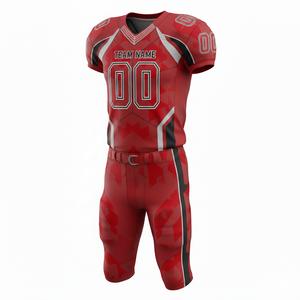 Ensemble de maillot et short de football américain sublimé personnalisable, 100% polyester respirant avec position du logo sur le devant - Product Image 6