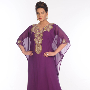 Purple Georgette Embroidered Zari Work Islamic <b>Kaftans</b> - Product Image 1