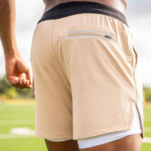 Eğitim koşu boş 2 1 çift katmanlı şort özel erkek Fitness şortu - Product Image 3