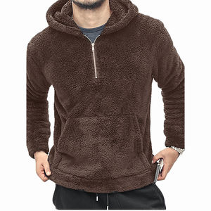 <b>Men's</b> Oversized Cotton <b>Sherpa</b> <b>Hoodie</b> with Logo Print Custom Design Fleece Blank for Winter - Product Image 3