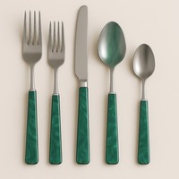 Ensemble de couverts en acier miroir 5 pièces rose vadrouille poignée en acier inoxydable cuillère à dîner fourchette couteau ustensile de Table pour les mariages