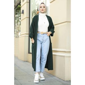 Emerald Floral Print <b>Women's</b> Knitted <b>Cardigan</b> Breathable and Thin Casual Rib Knit with Button Decoration <b>for</b> Autumn Season - Product Image 3