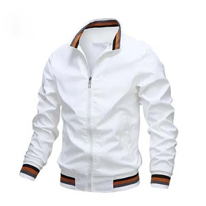 Blouson Bomber Homme Personnalisé Zippé Manches Longues Couleur Unie Coupe-Vent Style Aviateur Décontracté Impression Logo Avant Vêtement d'Automne - Product Image 4