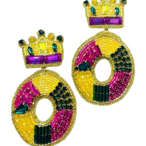 Déclaration à la mode Broderie perlée noire avec boucle d'oreille cercle doré avec finition et design de qualité supérieure par glowin fashion - Product Image 2