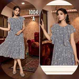 Qualité d'exportation indienne bon prix soutien occasionnel/tuniques longues en georgette pour adultes avec travail imprimé fournisseur indien - Product Image 5