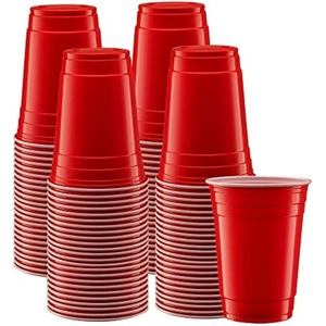 Fête lourde sur les tasses en plastique jetables, rouge, compte de 18 onces - Product Image 1