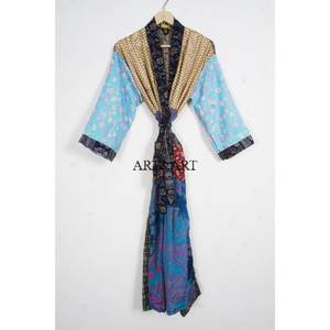 Kimono de Seda con Estampado Floral Vintage, Elegante y de Lujo para Mujer, Cuello en V, Manga Larga con Cordón, Estilo Patchwork de Alta Calidad para Verano - Product Image 1