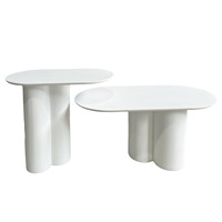 Table à manger ovale moderne en fibro-ciment blanc, fabriquée à la main au Vietnam, pour la cuisine et l'hôtellerie, mobilier de salle à manger extérieur