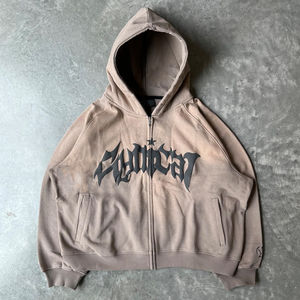 Personalizable Unisex Heavyweight Fleece Hoodie Vintage Washed XL Tamaño 3D Puff Print Zip Mock Neck Conjunto de chándal para hombre y mujer - Product Image 2