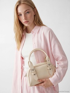OEM ODM Private Label Custom Logo Women's Ivory <b>Mini</b> Boston Bag PU Leather Top Handle Shoulder Bag Factory Manufacturer Supplier - Product Image 1