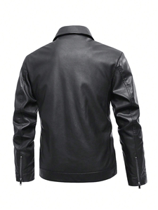 Chaqueta Casual Delgada para Hombre, Primavera-Otoño, con Cierre, Bolsillos, Resistente al Viento, Cuello Camisero, Color Liso - Product Image 2