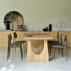 Sculptural Arch Pedestal Dining Table | Natural <b>Oak</b> | Rounded Square Top | Minimalist Designer Dining Table Seats 4–6 - Product Image 6