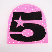 Venta de Fábrica, Gorro de Invierno de Punto al por Mayor, Cálido y Brillante, con Logotipo Personalizado, Bordado 3D, Gorro de Calavera con Pedrería, 100% Acrílico, Estilo Y2K para Viajes