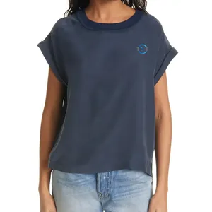플러스 사이즈 드롭 숄더 여성 일반 티셔츠 크루 넥 화이트 블랙 컬러 사용자 정의 코튼 티셔츠 빈