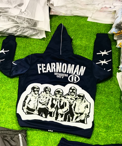 Survêtements sportifs d'hiver personnalisés pour hommes, grande taille, en polaire unie 300g, à capuche, taille élastique, coupe-vent, respirants, avec broderie réfléchissante - Product Image 4