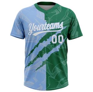 Maillot de softball de haute qualité 100% polyester à deux boutons, col rond, respirant, avec nom d'équipe personnalisé, prêt pour le jeu - Product Image 5