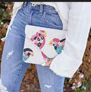 กระเป๋าถือแบบโบโฮ,คลัทช์โซ่คาดลำตัวลูกปัดเมล็ดนกนกแก้วเขตร้อน - Product Image 2