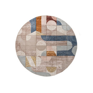 พรมขนสัตว์และไหมไผ่ถักมือสีเบจและสีน้ำตาล ลายแบบนามธรรมแนวคิดความโกลาหล สำหรับตกแต่งบ้าน ห้องนั่งเล่น ทางเดิน-Eskn-1001 - Product Image 1