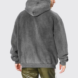 2025 sudaderas con capucha de moda para hombre nuevas sudaderas con cremallera algodón/poliéster sudaderas con capucha de tamaño personalizado Color gris lavado con ácido cómodo - Product Image 2