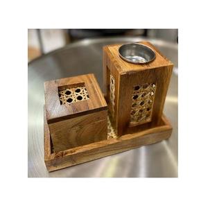 Brûleur de Bakhoor en bois de conception avantageuse avec la boîte et le plateau Mabkhar - Product Image 1