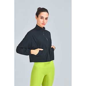 Wholesale Women's Athletic Running <b>Yoga</b> Gym Track Zip up Cropped <b>Jackets</b> - Product Image 2