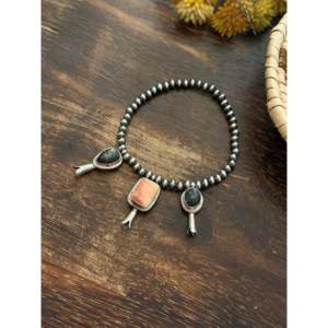 Pulsera Elástica de Perlas Ensartadas a Mano George Rios, con Piedras Multicolores y Plata de Ley, Pulsera con Dijes de Moda - Product Image 2